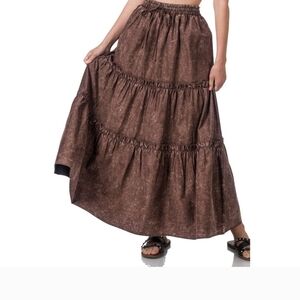 Zenana Outfitters Brown Tiered Maxi Skirt